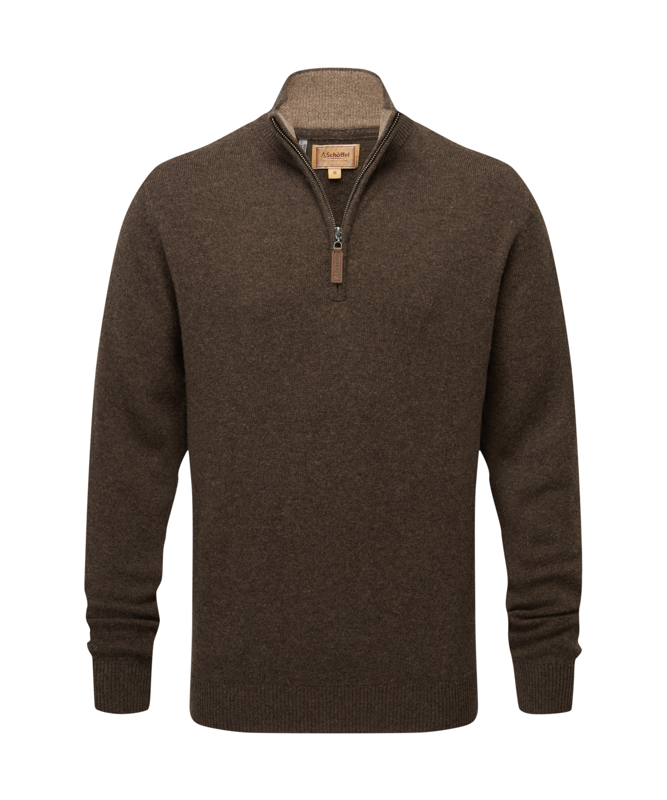 Lewis Lambswool Quarter Zip Jumper Chocolate