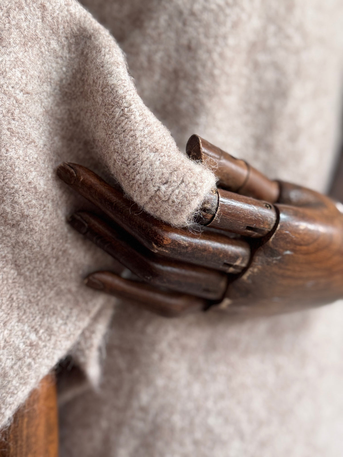Knitted Roll Neck Poncho Oat Marl
