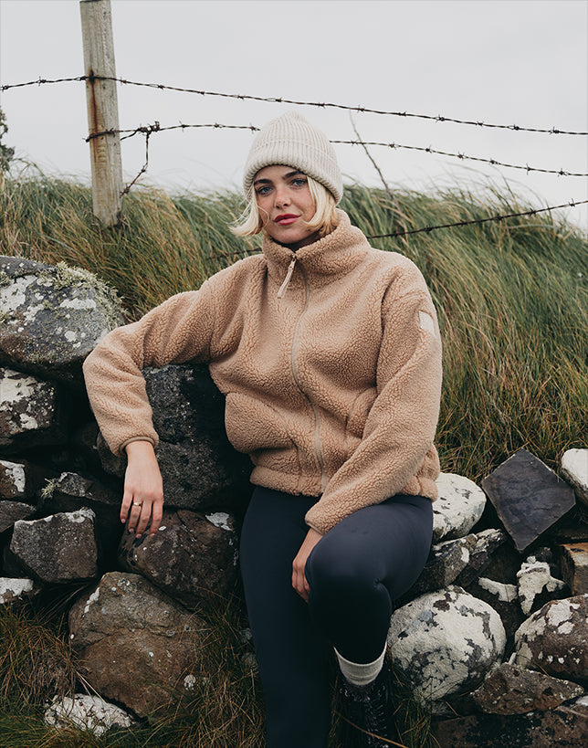Industry High Collar Fleece Jacket Sandstone