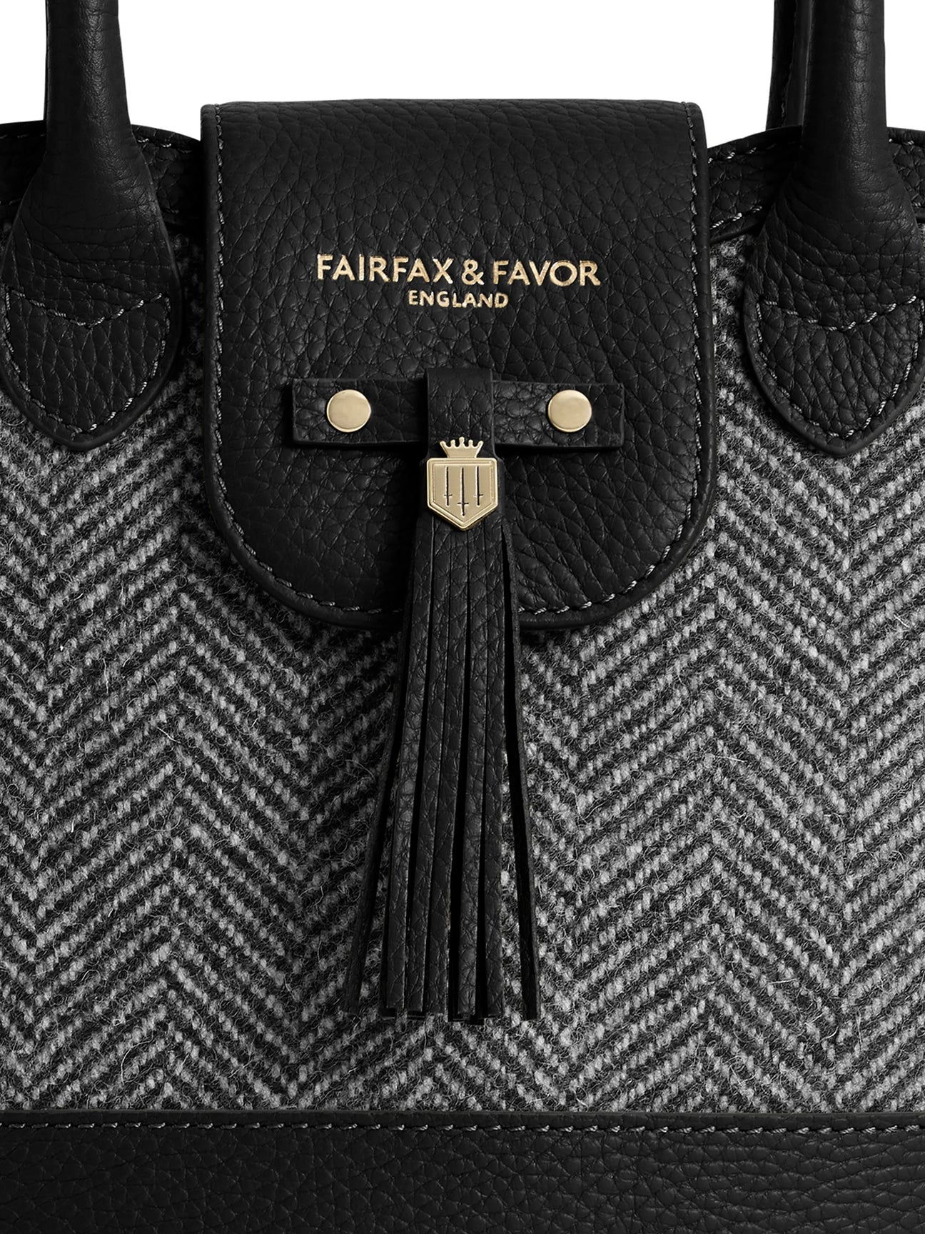 Windsor Black Herringbone Tote Bag