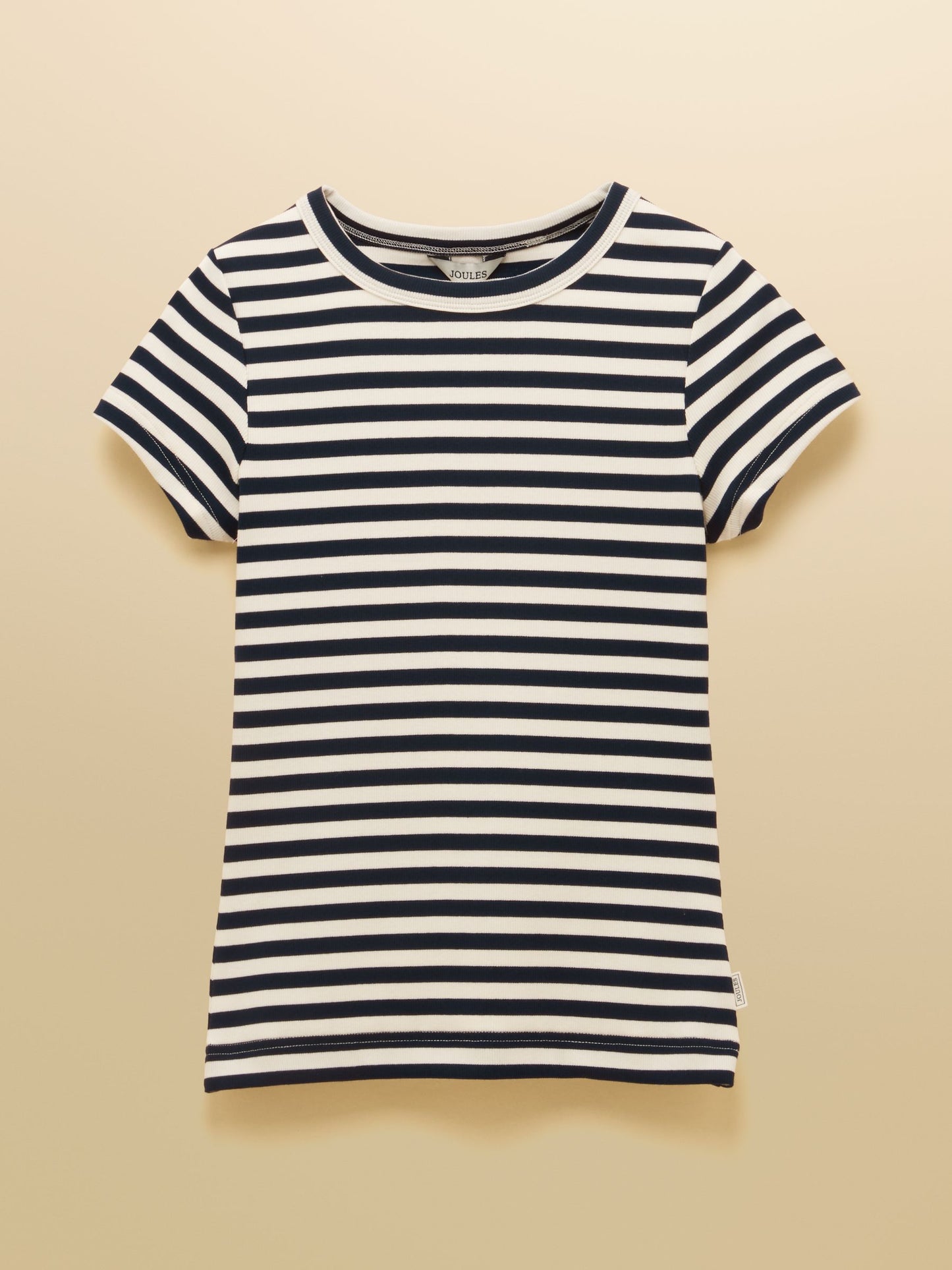 Sophie Navy Stripe Short Sleeve Ribbed Fitted T-Shirt