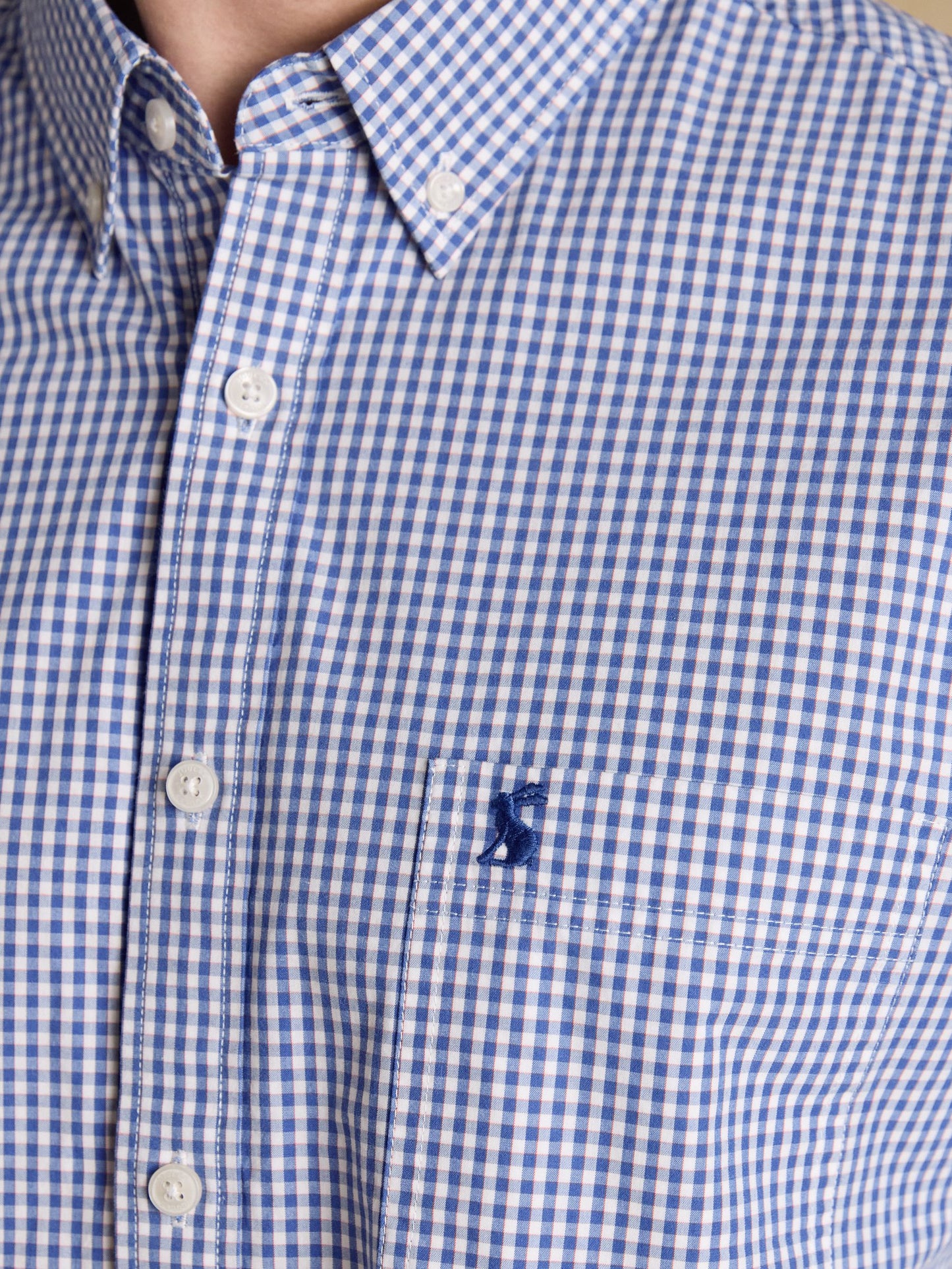 Poplin Blue Gingham Check Classic Fit Shirt