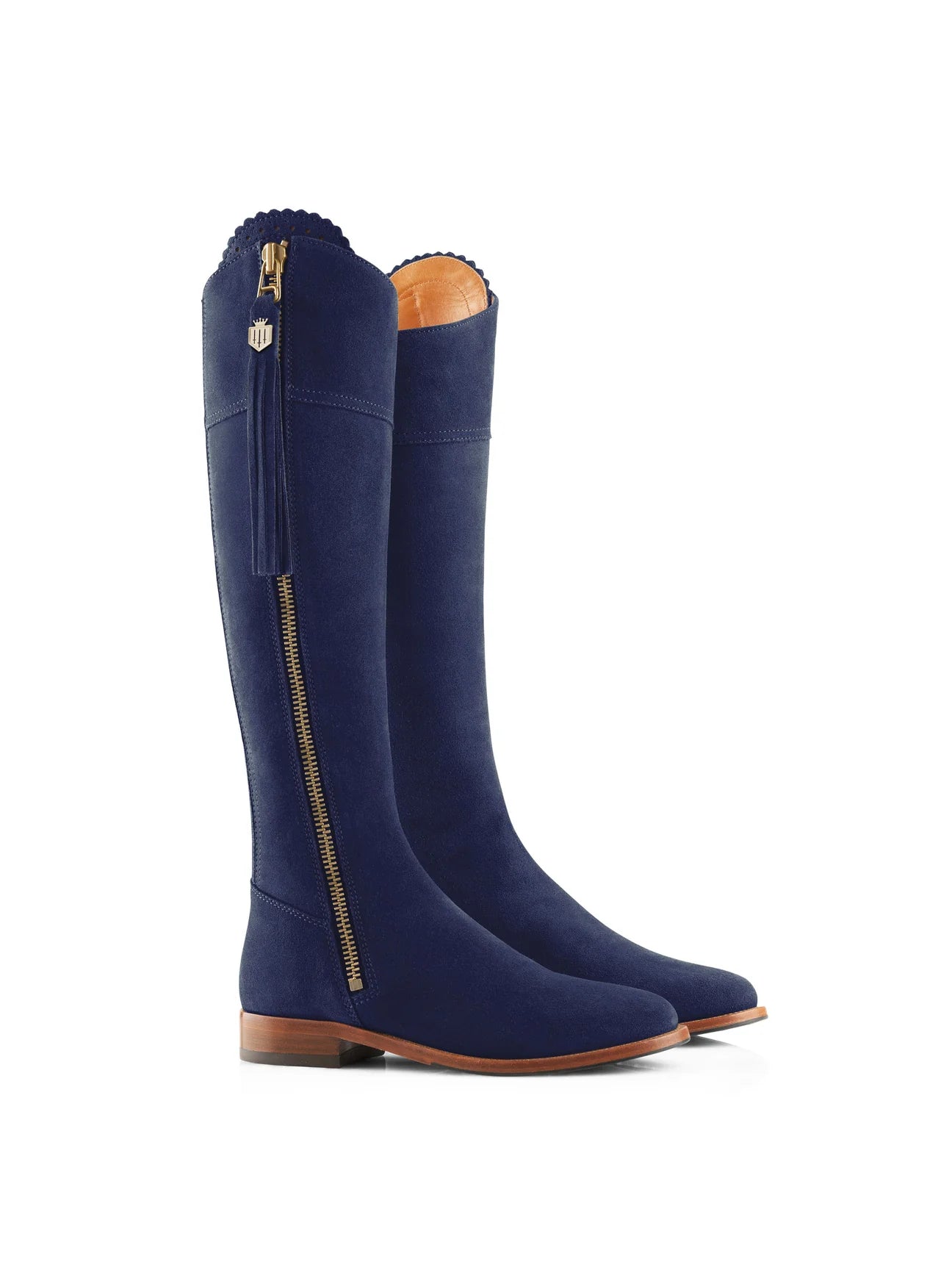 The Regina
Women's Tall Boot - Ink Suede, Narrow Calf