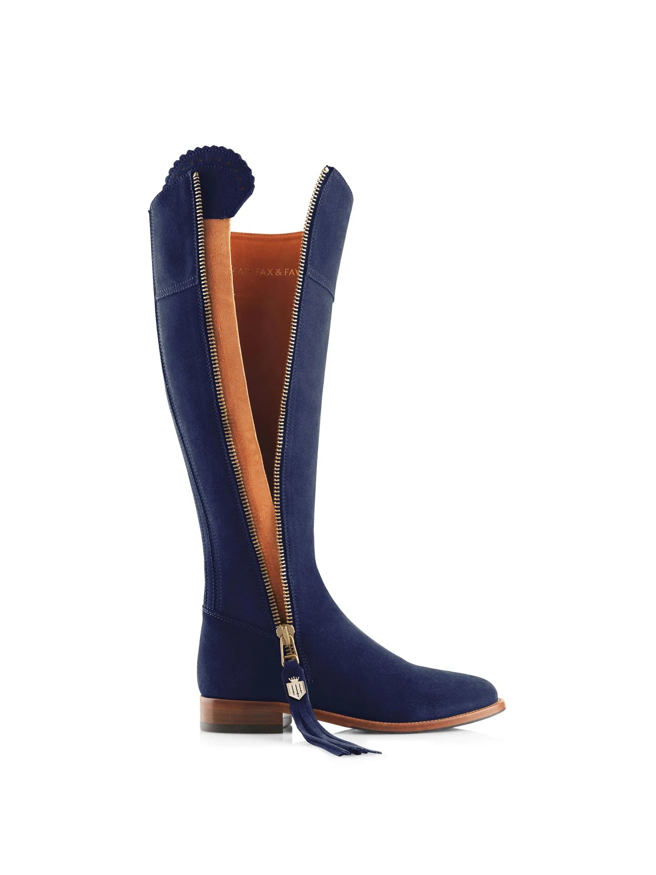 The Regina
Women's Tall Boot - Ink Suede, Narrow Calf