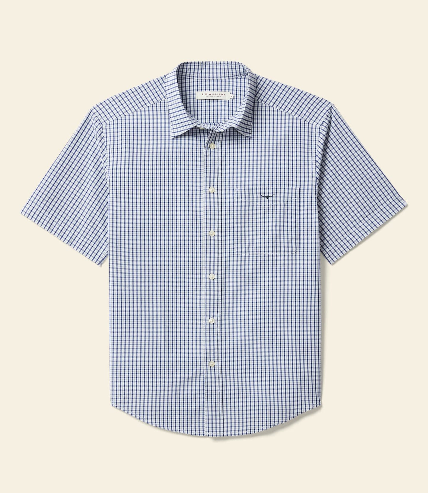 Augusta Poplin Shirt White/Blue