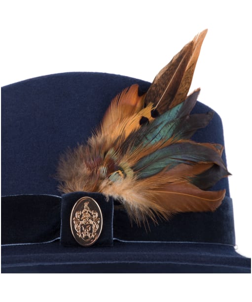 The Chelsworth Fedora in Navy (Bronze Luxe Feather)