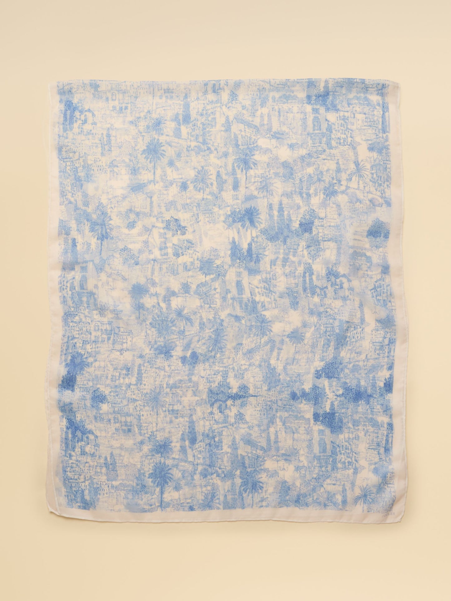 Abberton Blue Ecru Toile De Jouy Printed Scarf