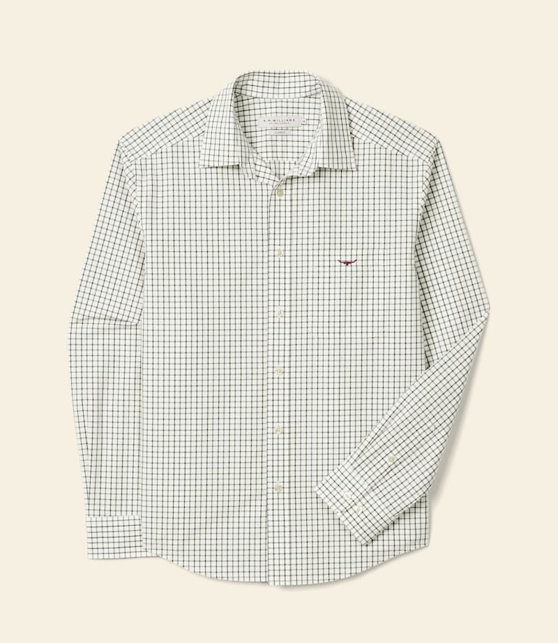 Newland Poplin Check Shirt Moss