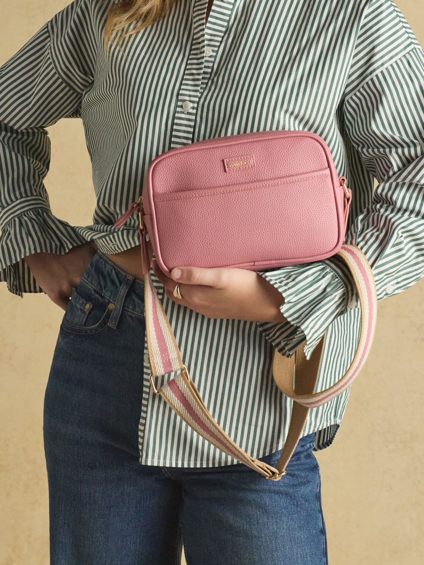 Trent Pink Cross Body Bag with Adjustable Thick Strap