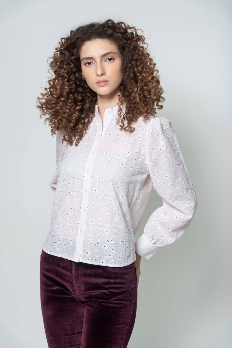 Eva Pink Embroidery luxury blouse