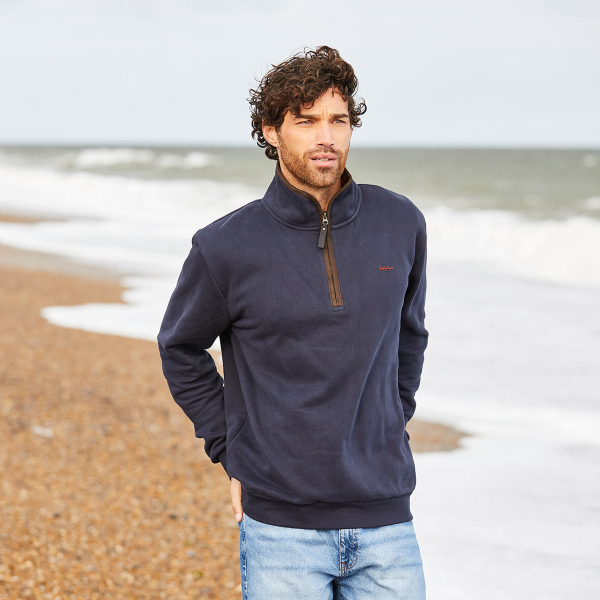 Men’s Brancaster 1/4 Zip Top Navy