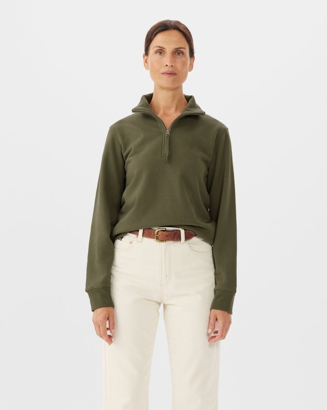 Trickett Zip Neck Sweatshirt Olive
