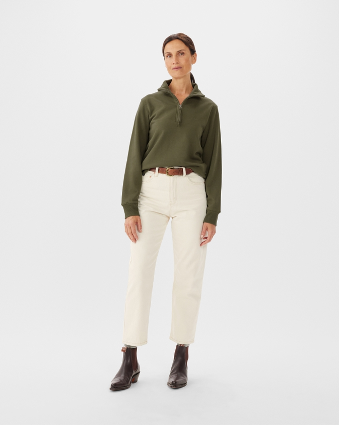 Trickett Zip Neck Sweatshirt Olive