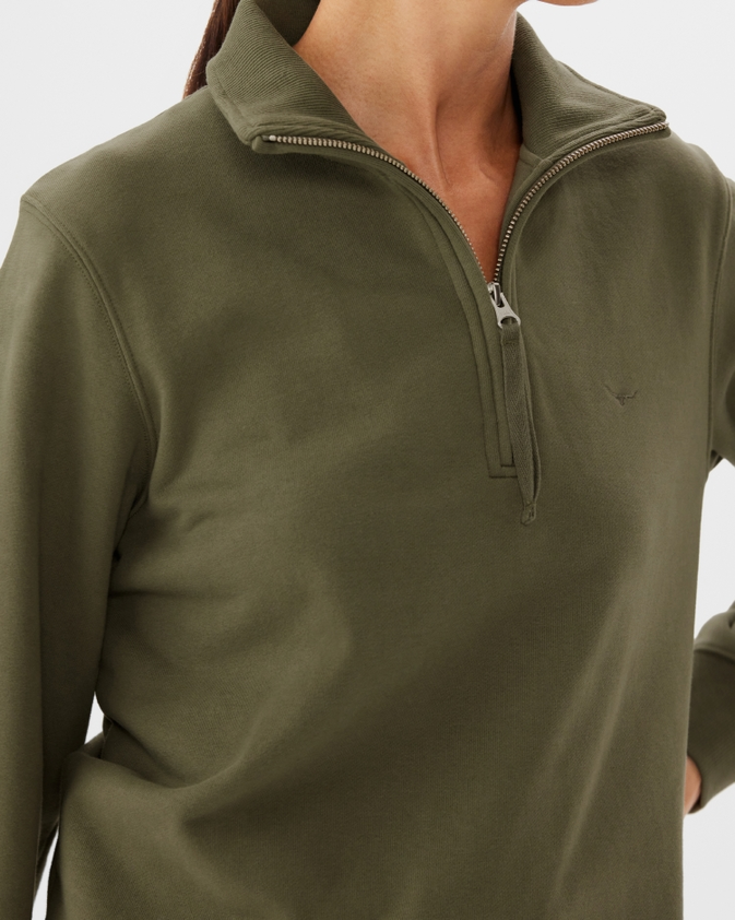 Trickett Zip Neck Sweatshirt Olive