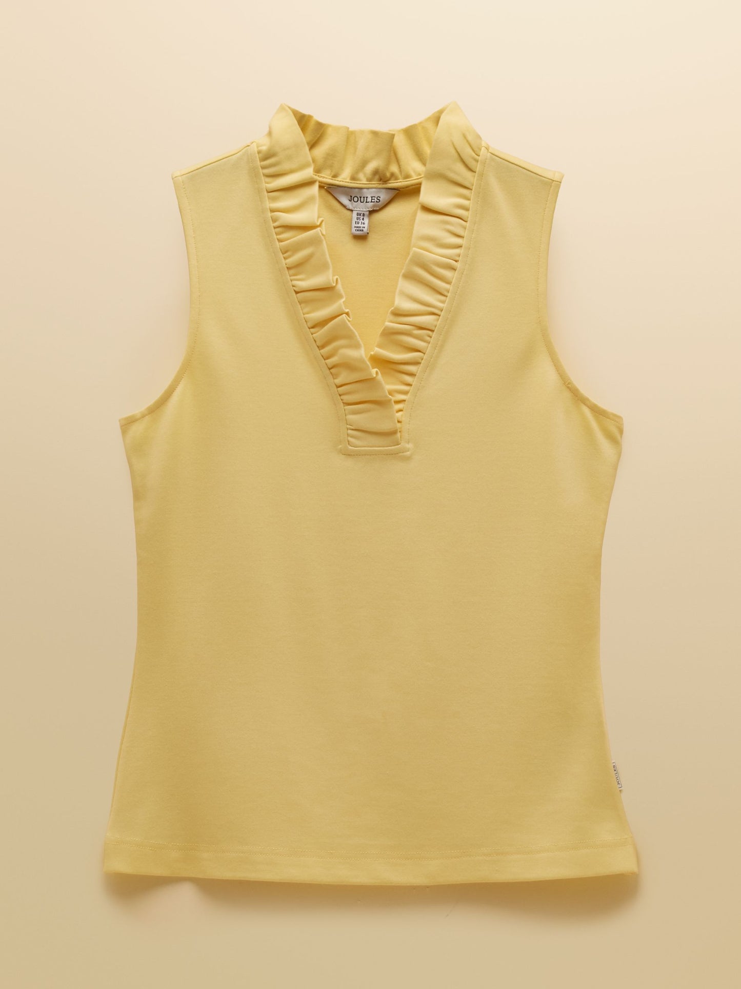 Heidi Yellow Sleeveless Frill Neck Jersey Top