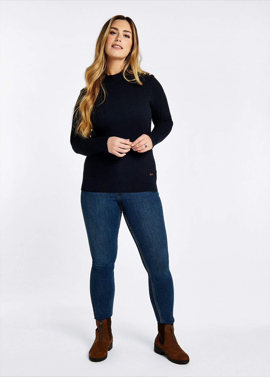 Monkstown Cable Stitch Sweater Navy