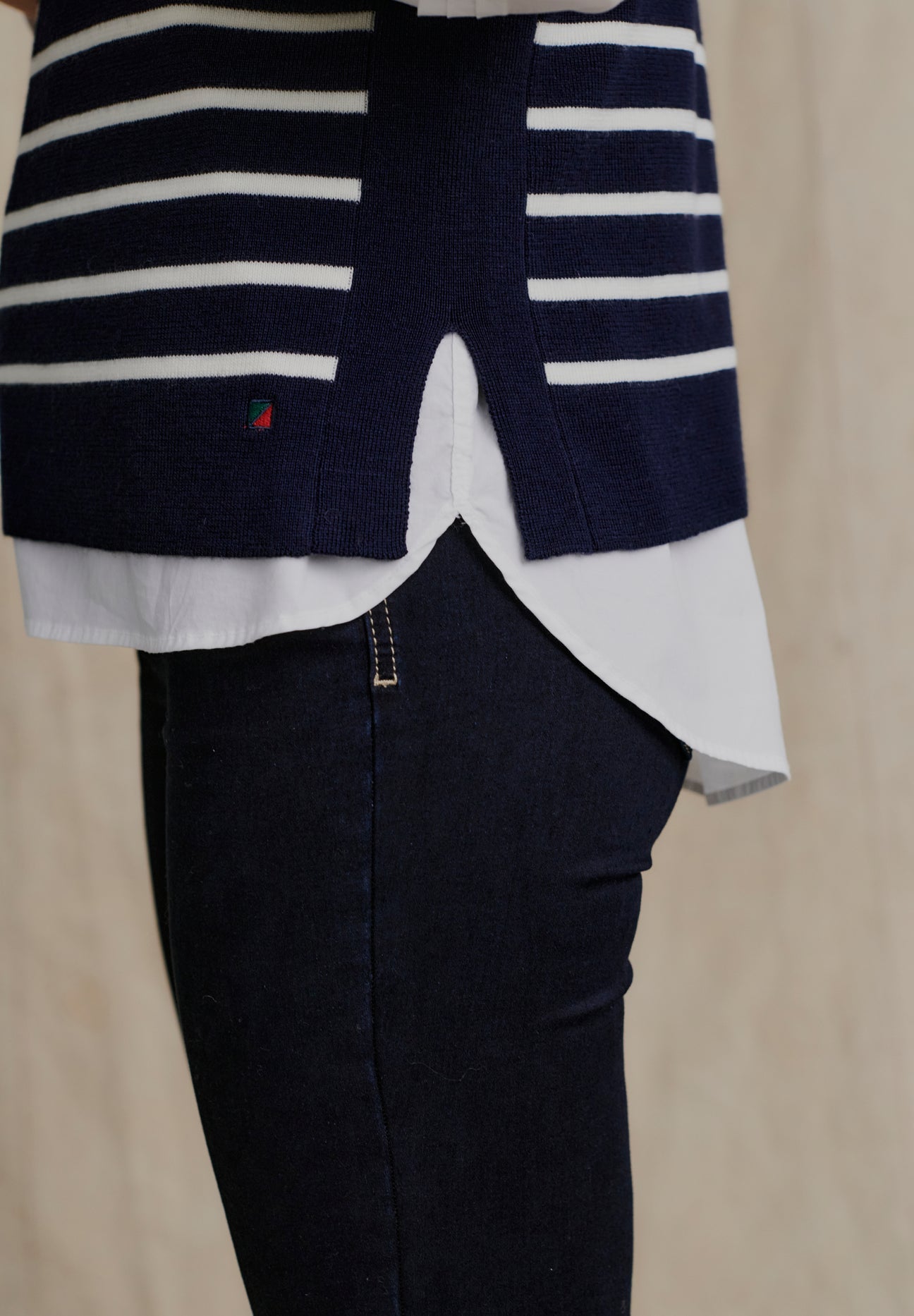 Lera Vest Dark Navy Stripe