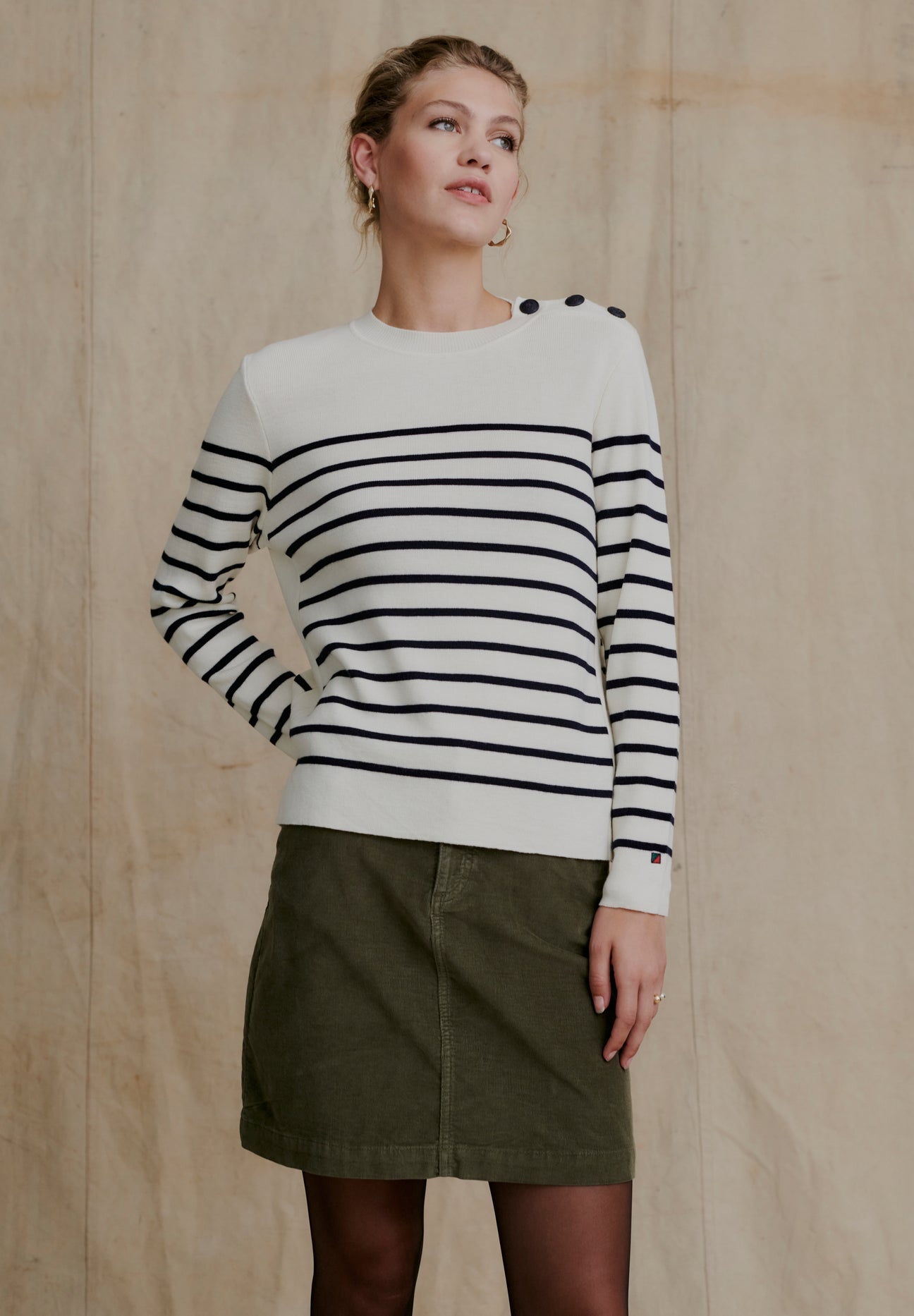 Ketty Knit Off White Stripe