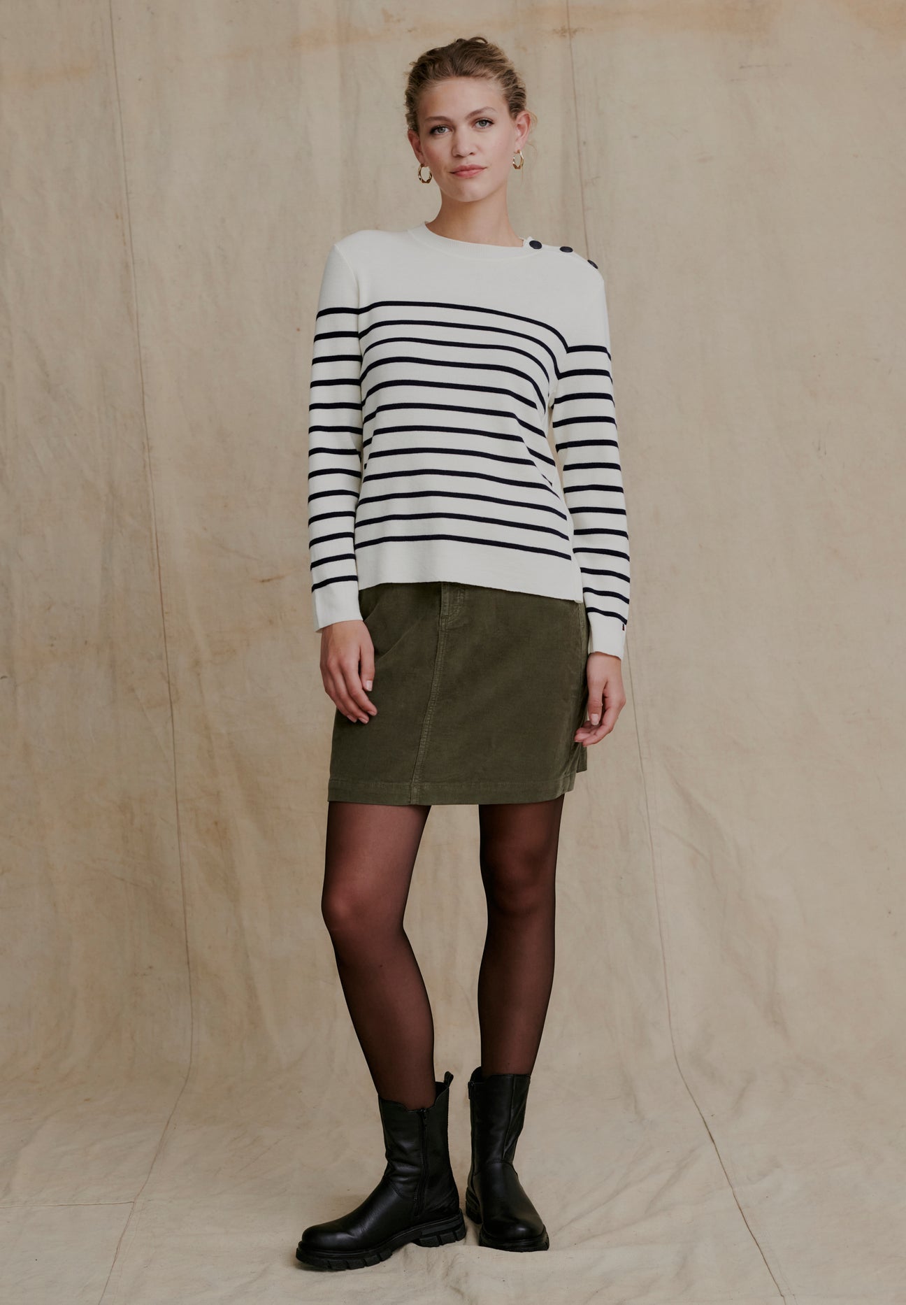 Ketty Knit Off White Stripe