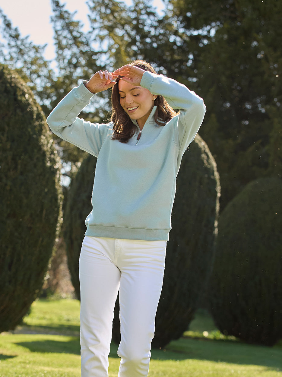 Tuckenhay Limited Edition Unisex Quarter Zip Duck Egg