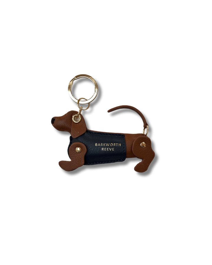 Bertie Sausage Dog Keyring in Tan Grain Leather