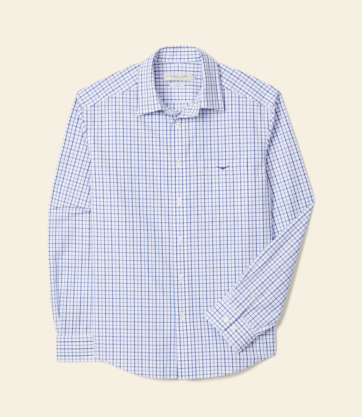 Newland Poplin Check Shirt Navy