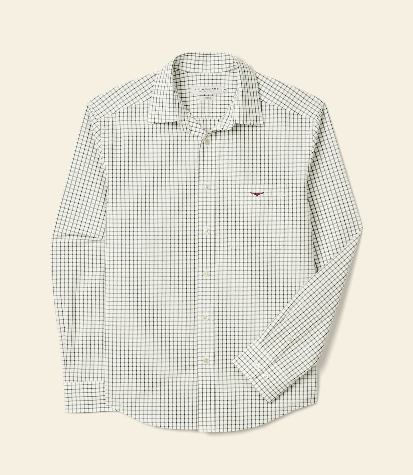 Newland Poplin Check Shirt Moss
