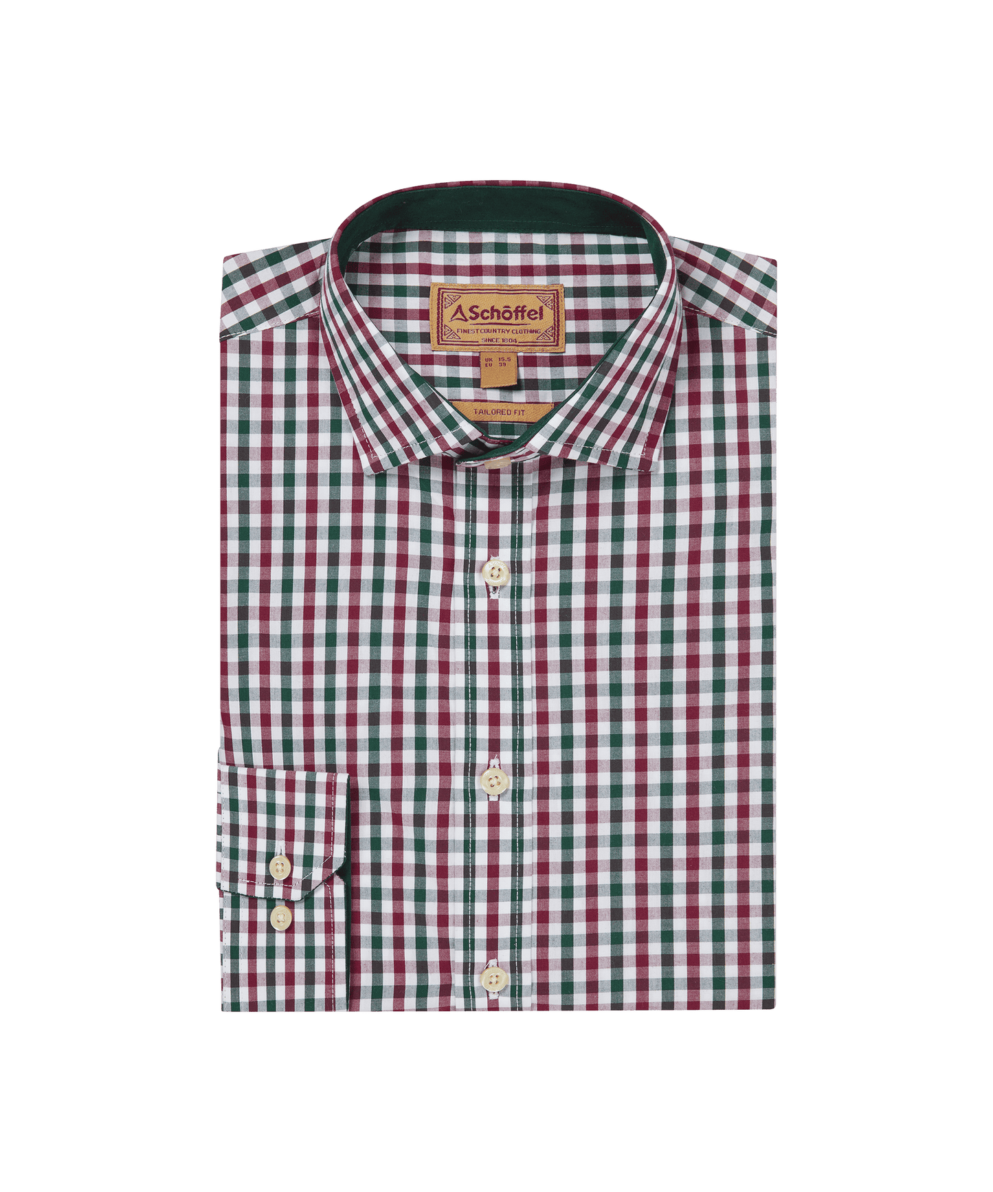 Hebden Tailored Shirt Deep Pine/Burgandy