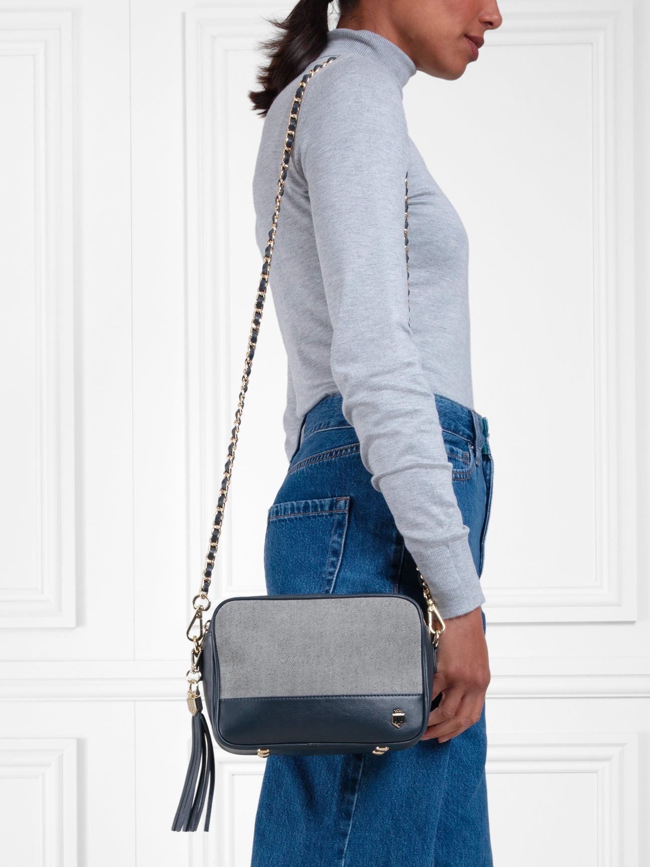 Finsbury Denim Suede Crossbody Bag