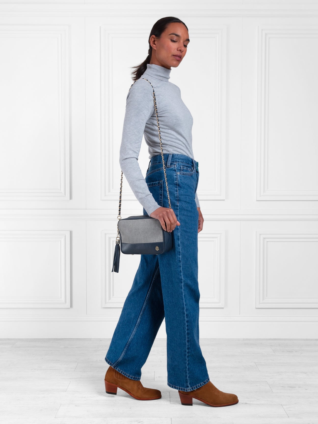 Finsbury Denim Suede Crossbody Bag