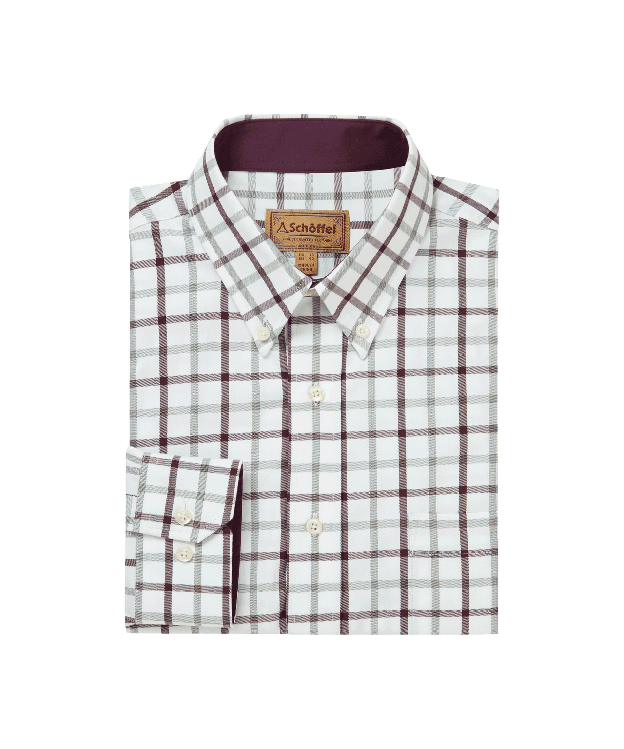 Brancaster Classic Shirt Wine Check