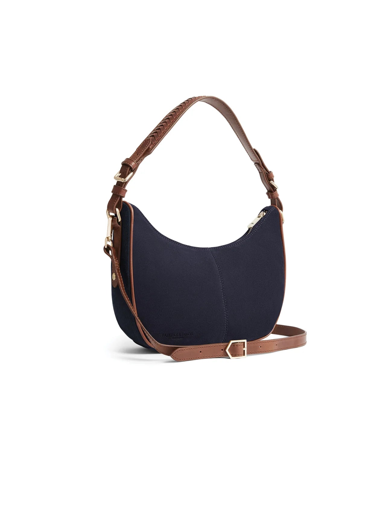 The Tetbury Women's Crescent Bag - Navy Suede