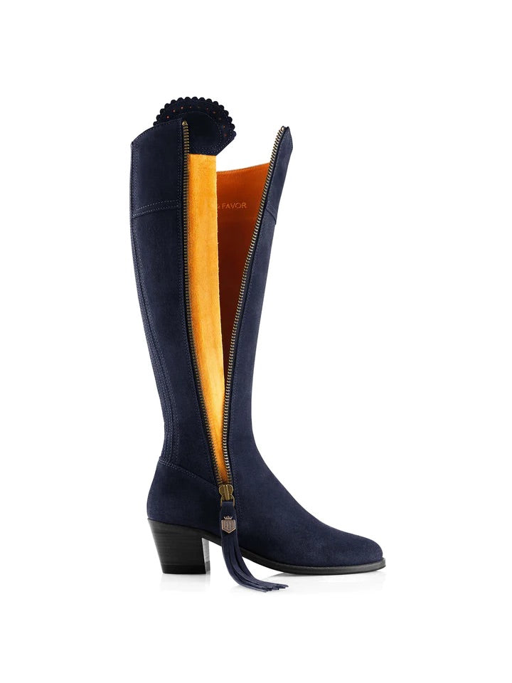 The Heeled Regina Women’s Tall Boot - Navy Blue Suede, Regular Fit