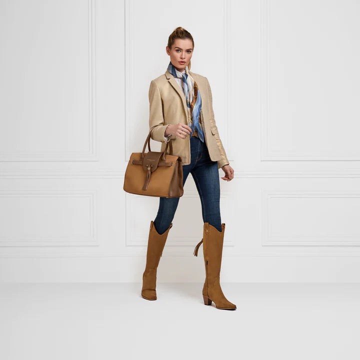 The Windsor Handbag -Tan Suede
