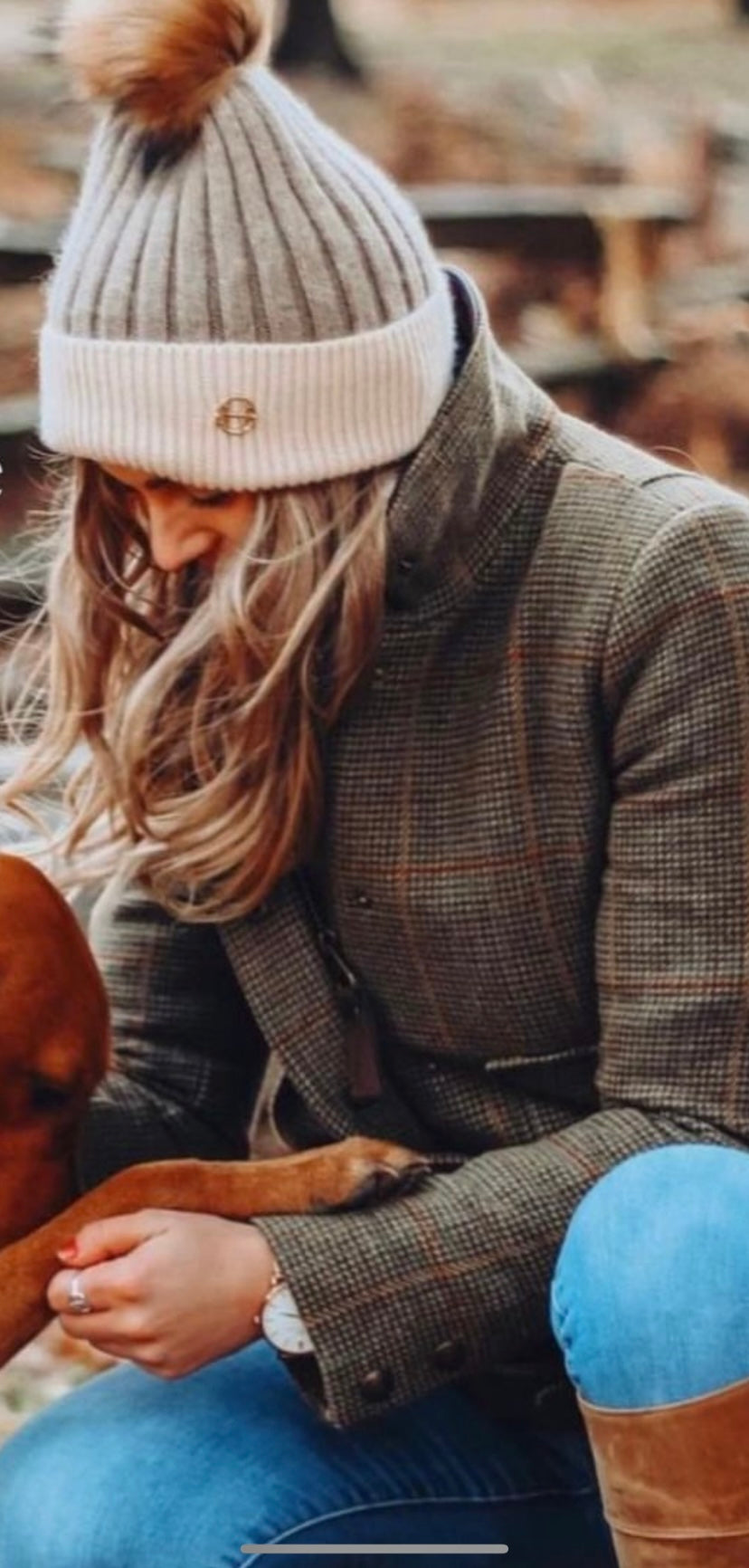 Cottesmore Beanie Taupe and Cream