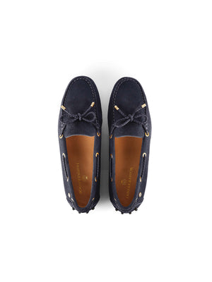 The Henley Women's Driving Shoe - Navy Blue Suede