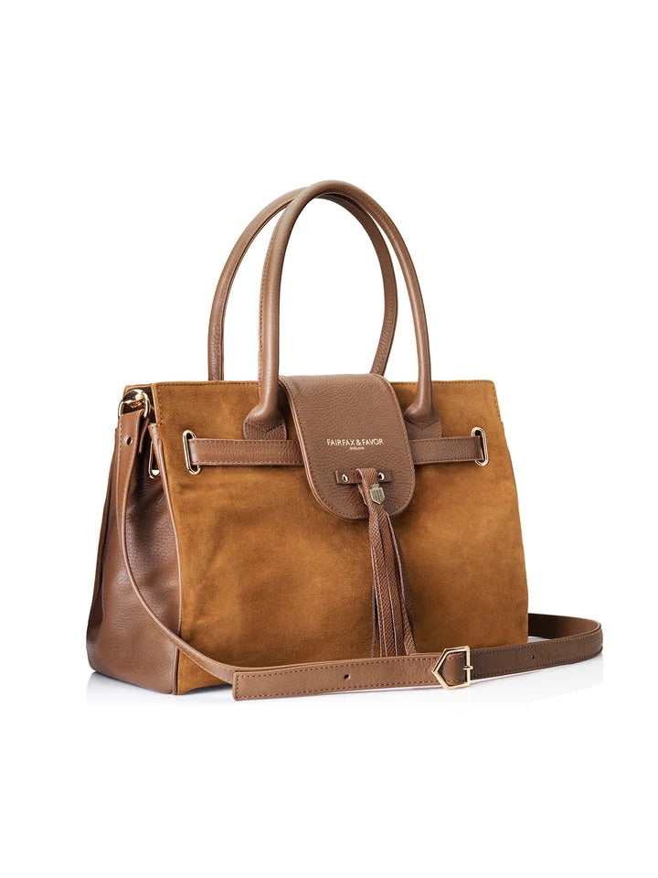 The Windsor Handbag -Tan Suede