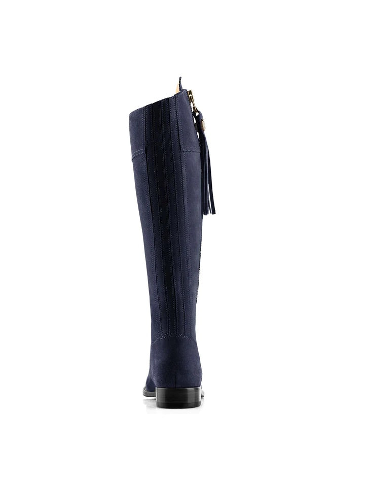 The Regina Women's Tall Boot - Navy Blue Suede, Sporting Calf