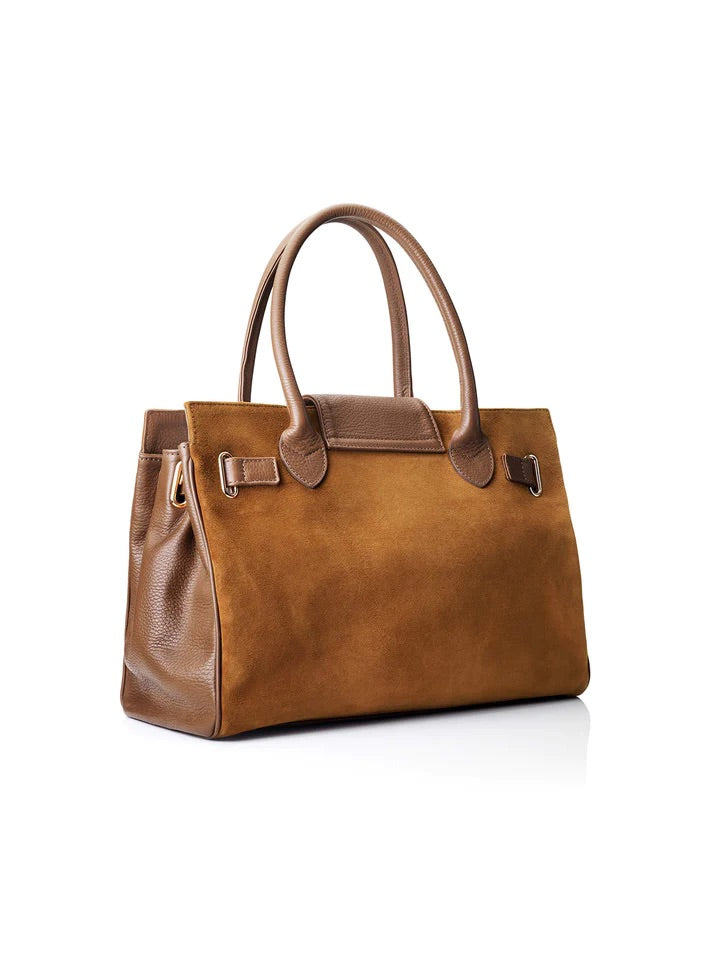 The Windsor Handbag -Tan Suede