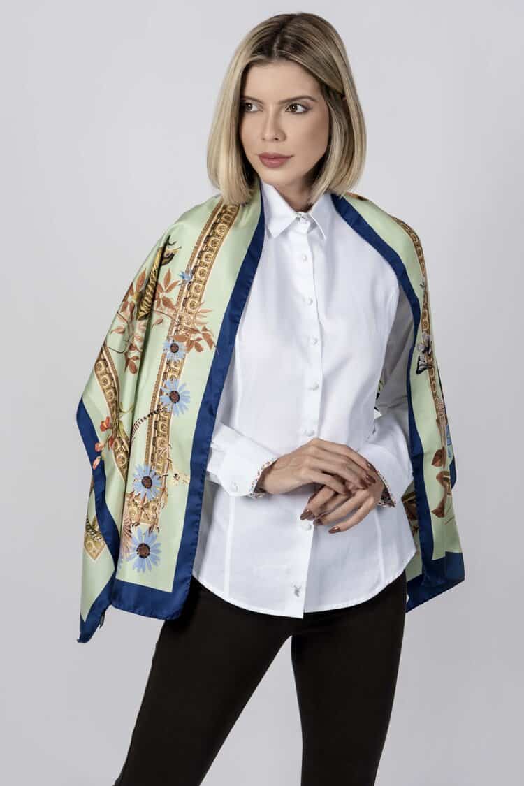 Sabrina 100% Italian Silk Scarf Lime
