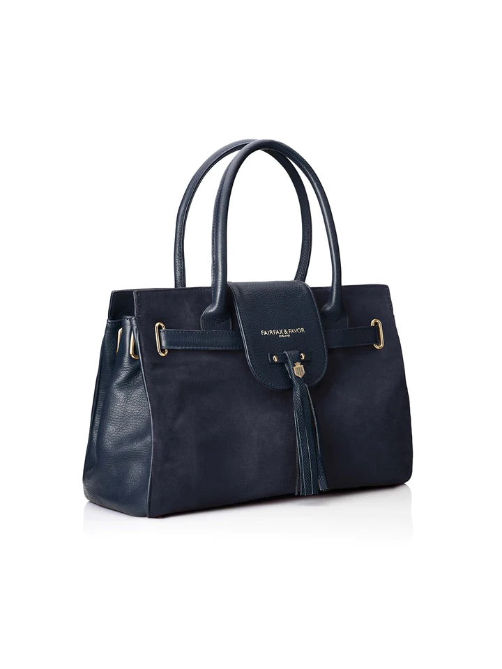 The Windsor Women's Handbag - Navy Suede