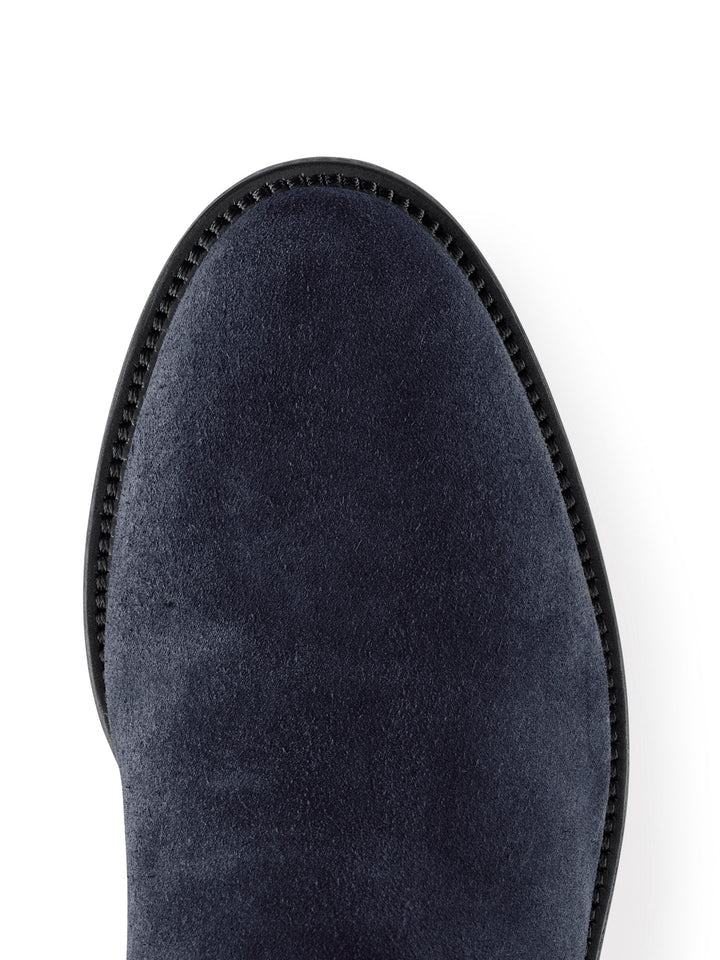 The Regina Women's Tall Boot - Navy Blue Suede, Sporting Calf