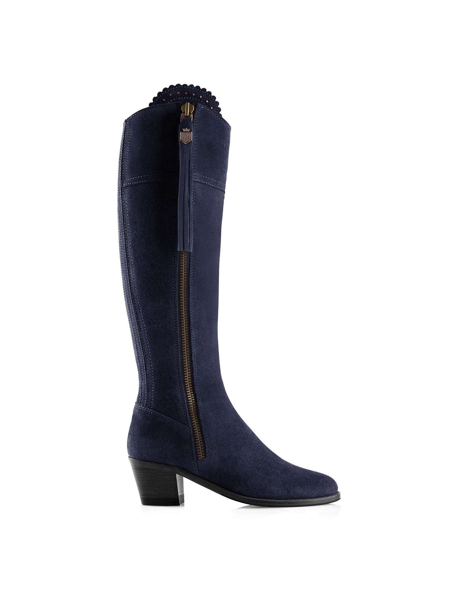 The Heeled Regina Women’s Tall Boot - Navy Blue Suede, Regular Fit