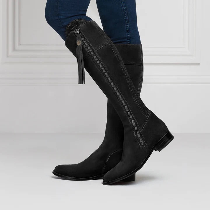 The Regina, Women’s Tall Boot - Black Suede