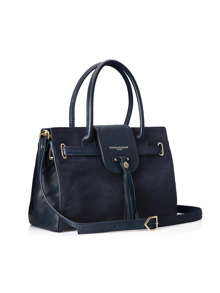 The Windsor Women's Handbag - Navy Suede