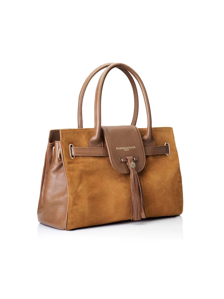 The Windsor Handbag -Tan Suede