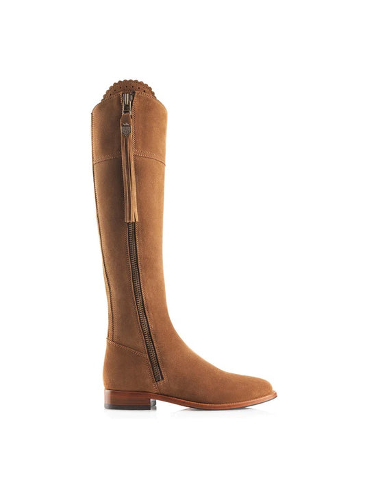 The Regina Women's Tall Boot - Tan Suede, Narrow Calf