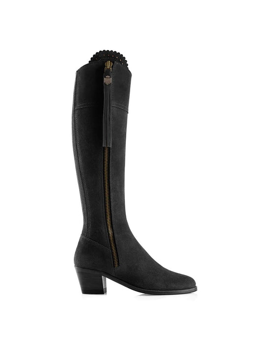 The Heeled Regina, Women’s Tall Boot - Black Suede, Regular Fit