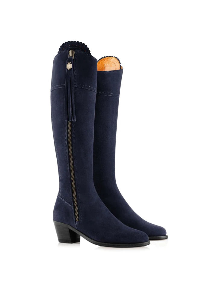 The Heeled Regina Women’s Tall Boot - Navy Blue Suede, Regular Fit