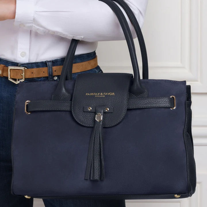 The Windsor Women's Handbag - Navy Suede